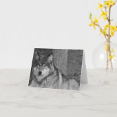 野生のオオカミのメッセージカード カード (黄色い花)