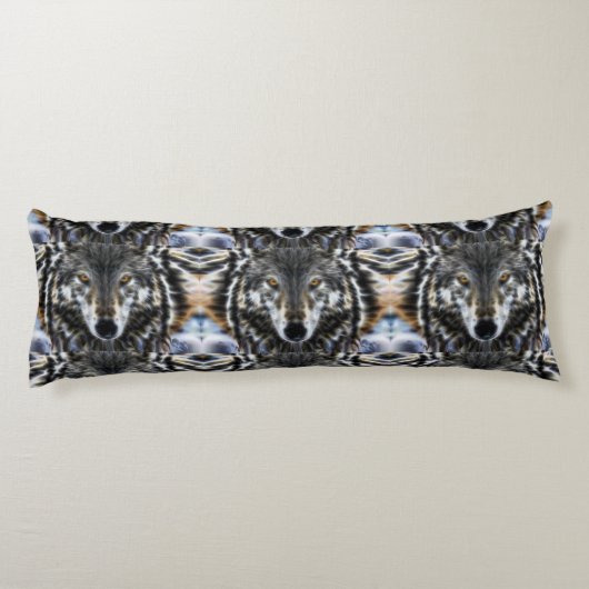 野生のオオカミの感動的なポートレート ボディピロー (裏面)