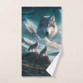 野生のオオカミの野生生物 バスタオルセット (ハンドタオル)