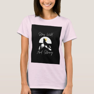野生のオオカミをデザインしたTシャツ – Stay Wild Wolf T-Shirt Tシャツ