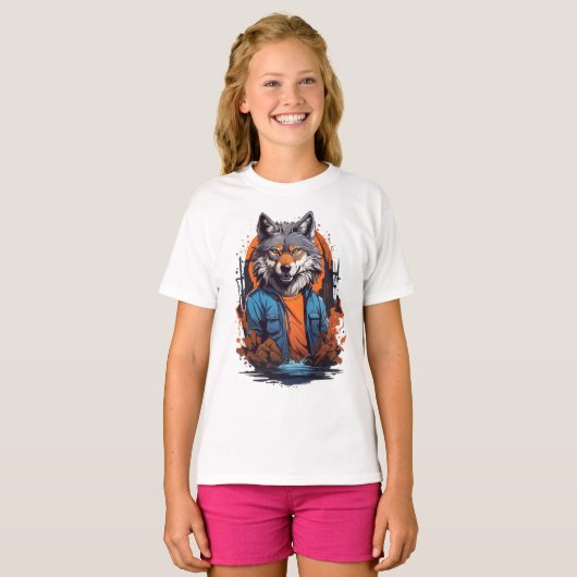 野生のオオカミ Tシャツ (正面フル)