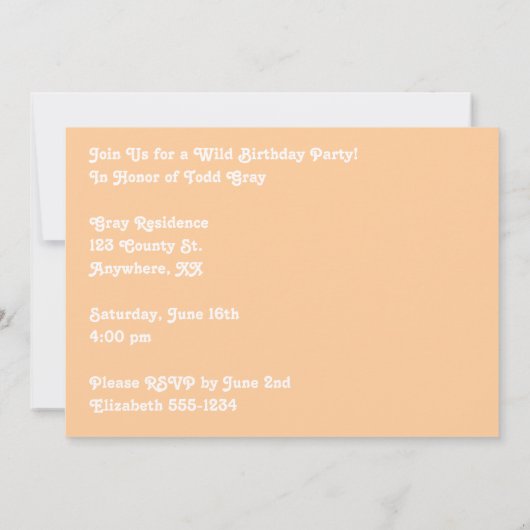 野生のオランウータンの誕生会の招待 招待状 (裏面)