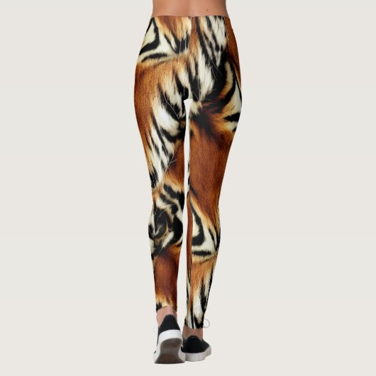 野生のオレンジとホワイトタイガーのストライプ レギンス (裏面)