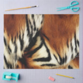 野生のオレンジとホワイトタイガーのストライプ 薄葉紙 (クラフト)