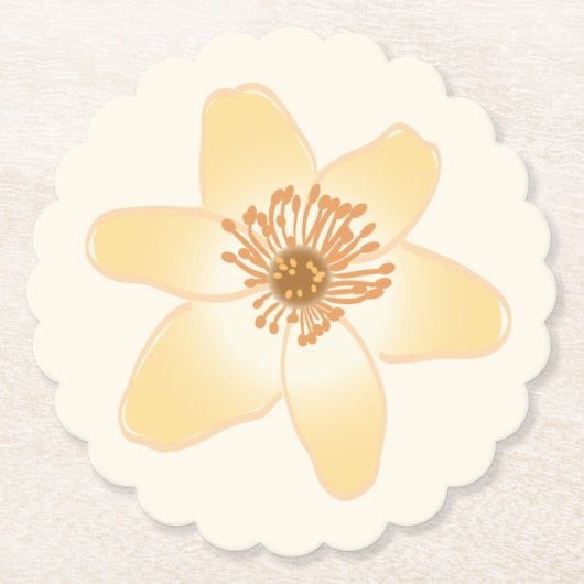 野生のオレンジアネモネの花 – 植物性スケッチ。 ペーパーコースター (正面)