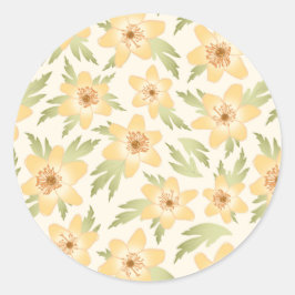 野生のオレンジ色のアネモンの花 – シームレスなパターン。 ラウンドシール