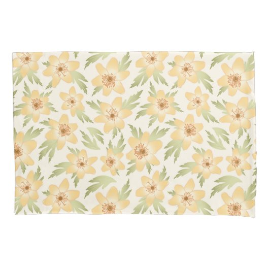 野生のオレンジ色のアネモンの花 – シームレスなパターン。 枕カバー (正面)