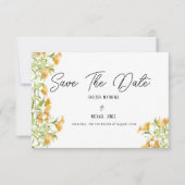 野生のオレンジ色の緑の春フローラ日付の保存 セーブザデート (正面)