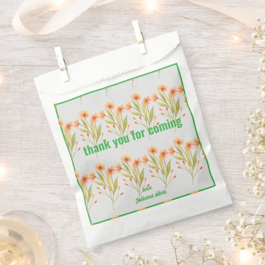 野生のオレンジ色の花の赤ちゃんシャワー好意バッグ フェイバーバッグ (クリップ留めされた状態)