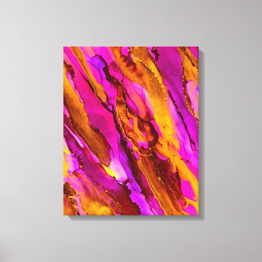 野生のオレンジ色の赤アルコール絵画インク キャンバスプリント (正面)