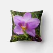 野生のオーキッドパープルトロピカルフラワー クッション (裏面)