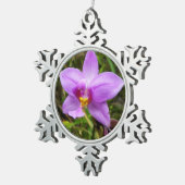 野生のオーキッドパープルトロピカルフラワー スノーフレークピューターオーナメント (右)