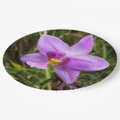 野生のオーキッドパープルトロピカルフラワー ペーパープレート (アングル)