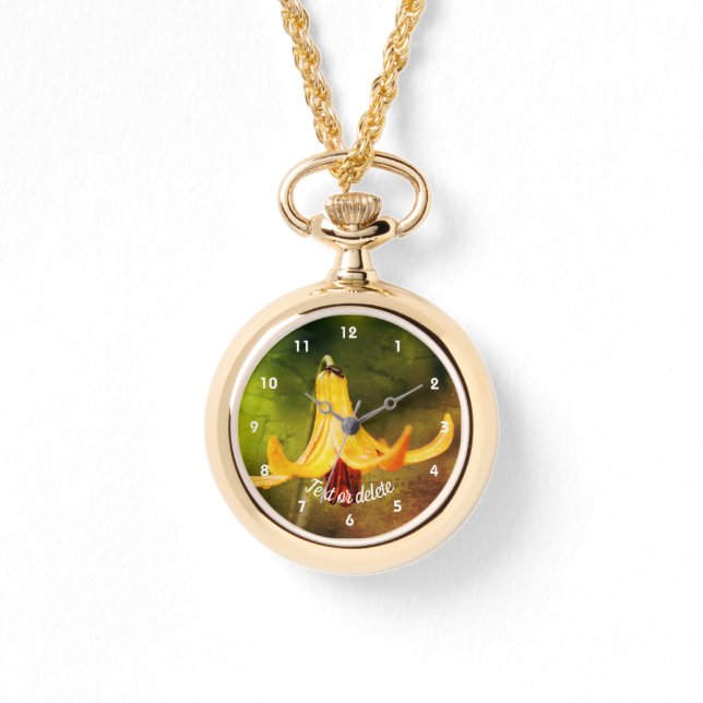 野生のカナダユリと昆虫の抽象芸術 腕時計 (正面)