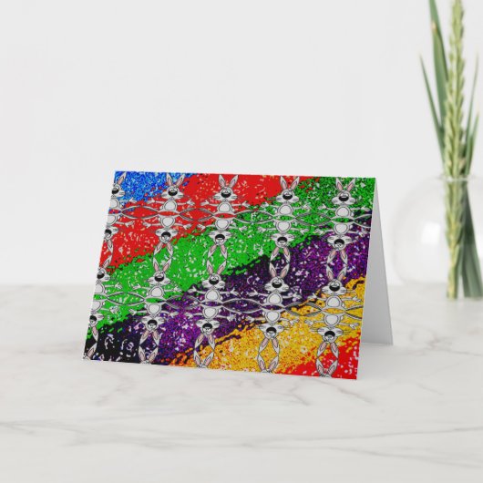 野生のカラフルウサギ模様 シーズンカード (正面)