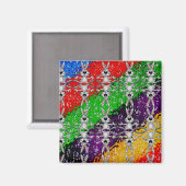 野生のカラフルウサギ模様 マグネット (正面/裏面)