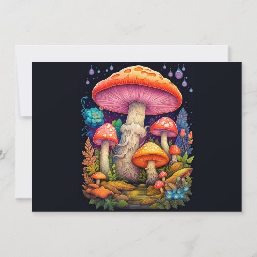 野生のカラフルキノコ誕生日パーティー 招待状 (裏面)