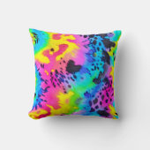 野生のカラフルチーター型染料パターン クッション (正面)