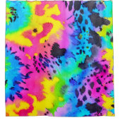 野生のカラフルチーター型染料パターン シャワーカーテン (正面)