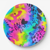 野生のカラフルチーター型染料パターン ペーパープレート (正面)