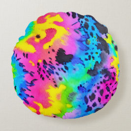 野生のカラフルチーター型染料パターン ラウンドクッション