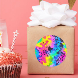 野生のカラフルチーター型染料パターン ラウンドシール