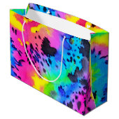 野生のカラフルチーター型染料パターン ラージペーパーバッグ (裏面アングル)