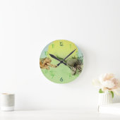 野生のカラフル動物の追跡スケッチ、ラウンドクロック ラウンド壁時計 (ホーム)