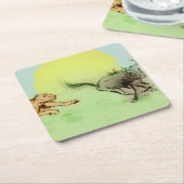 野生のカラフル動物の追跡、カスタムコースター スクエアペーパーコースター (アングル)