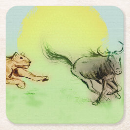 野生のカラフル動物の追跡、カスタムコースター スクエアペーパーコースター