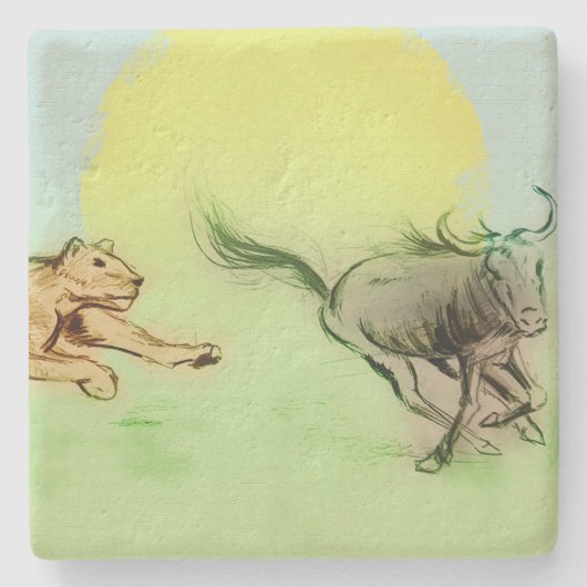 野生のカラフル動物の追跡、石のコースター ストーンコースター (正面)