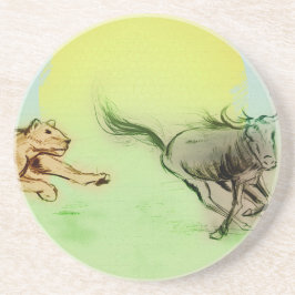 野生のカラフル動物の追跡、砂の石コースター コースター