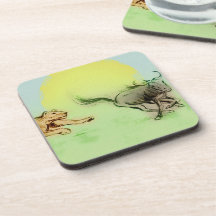 野生のカラフル動物の追跡、6プラスチックのコースターセット