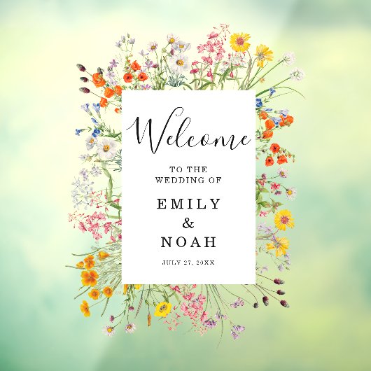 野生のカラフル花の国の結婚式へようこそ ウィンドウサイン (シート3)