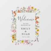 野生のカラフル花の国の結婚式へようこそ ウィンドウサイン (シート)