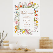 野生のカラフル花の国の結婚式へようこそ ポスター (キッチン)