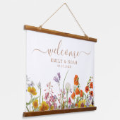 野生のカラフル花の国の結婚式へようこそ 吊り下げ型タペストリー (傾斜あり)