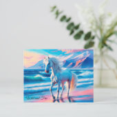 野生のカラフル馬が海岸景観を変える ポストカード (スタンド正面)