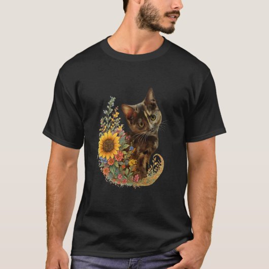 野生のカリコ猫 Tシャツ (正面)