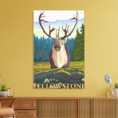 野生のカリブー – イエローストーンナショナル キャンバスプリント (インサイチュ (リビング))