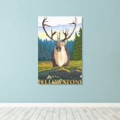 野生のカリブー – イエローストーンナショナル キャンバスプリント (インサイチュ (ウッドフロア))
