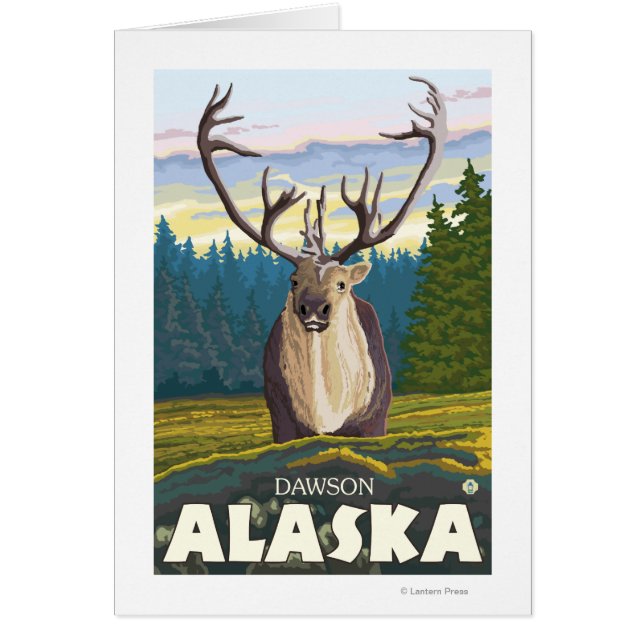 野生のカリブー – ドーソン，アラスカ (正面)