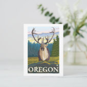 野生のカリブー – ヴィンテージ旅行ポスター ポストカード (スタンド正面)