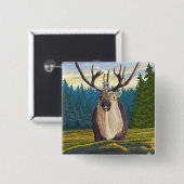 野生のカリブー – ヴィンテージ旅行ポスター 缶バッジ (正面&裏面)