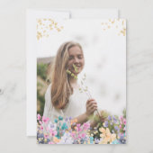 野生のガーリー花フローラ金ゴールドスクリプトsweet 16 招待状 (裏面)