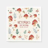 野生のキノコお洒落の森の誕生日パーティー スタンダードカクテルナプキン (正面)