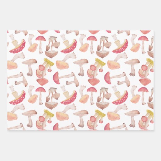 野生のキノコの包装紙シート ラッピングペーパーシート (正面)