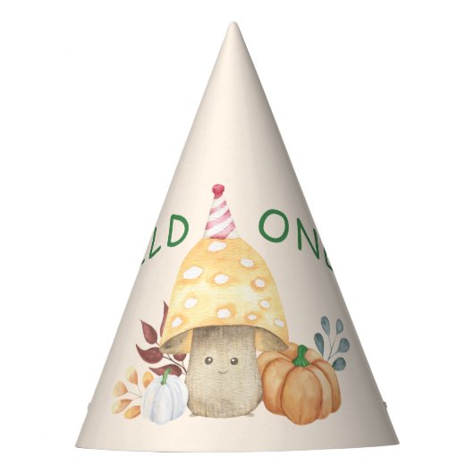 野生のキノコの最初の誕生日パーティー パーティーハット (正面)