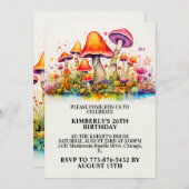 野生のキノコの森プリント誕生日パーティー 招待状 (正面/裏面)