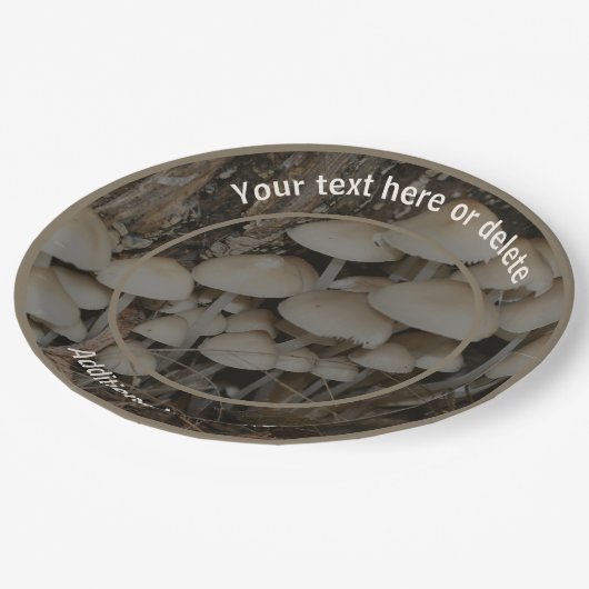 野生のキノコの自然パーソナライズされたパーティー ペーパープレート (アングル)